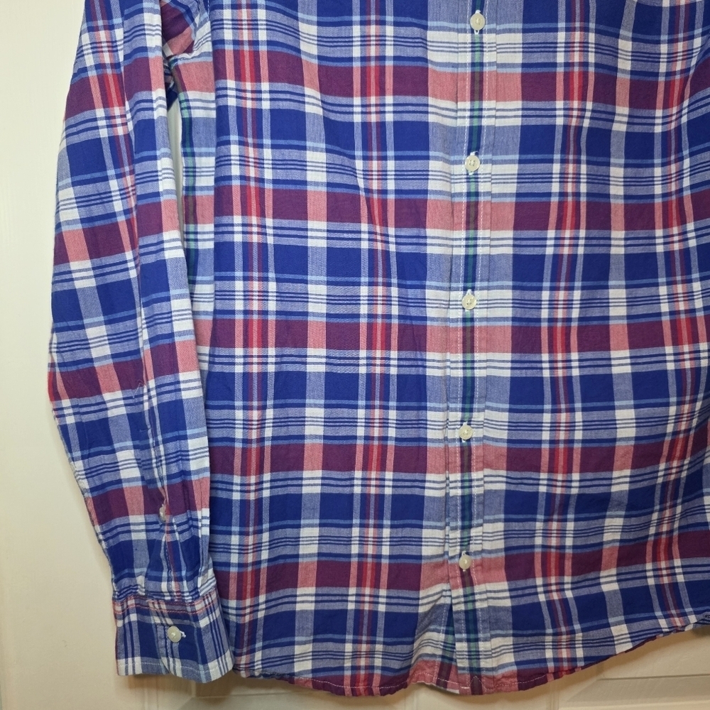 Vineyard Vines Boys Size Large Cotton Madras Plaid Button Up Shirt - Picture 3 of 10